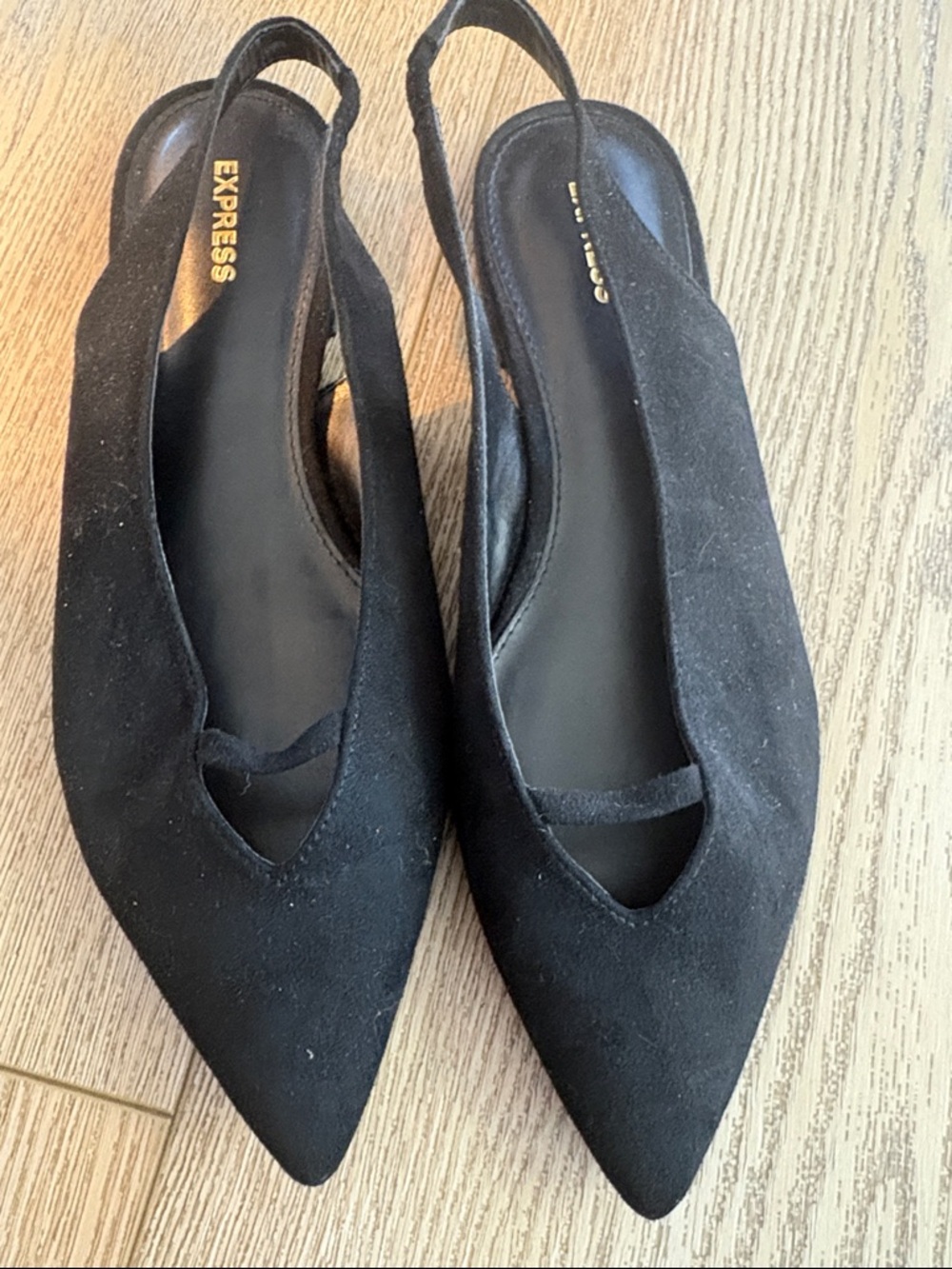 Express Black Pointed Slingback Mules